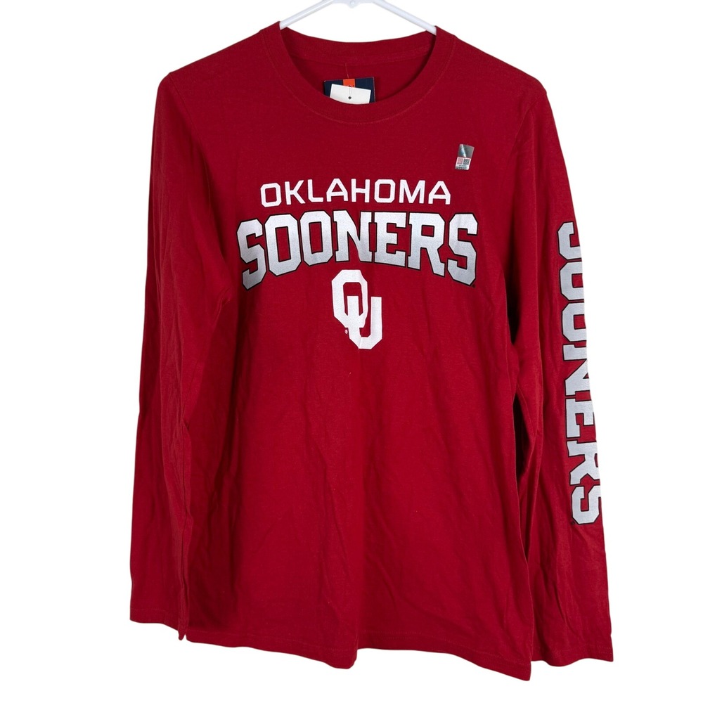 Oklahoma University Sooners OU Fanatics Long Sleeve T‎ Shirt Mens Small Red NWT